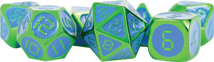 16mm Polyhedral Digital Enamel Metal: Green/Blue